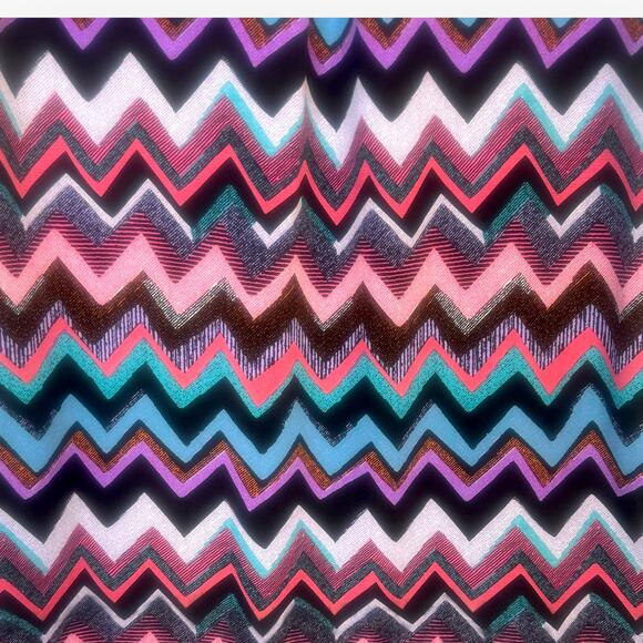 Skies Are Blue Chevron Shirt Dress L Multi Pink Purple Teal Black Zig Zag Print - Picture 4 of 11